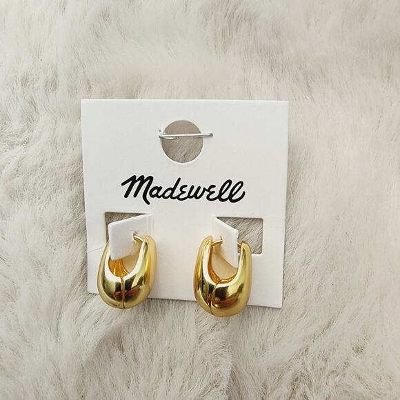 Madewell Jewelry - NEW Madewell Droplet Huggie Vintage Gold Hoop Earrings
